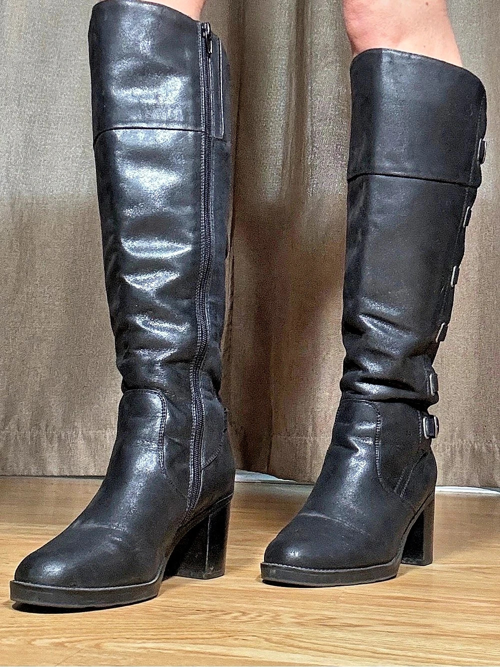 BareTraps Black Over-the-Knee Heeled Boots